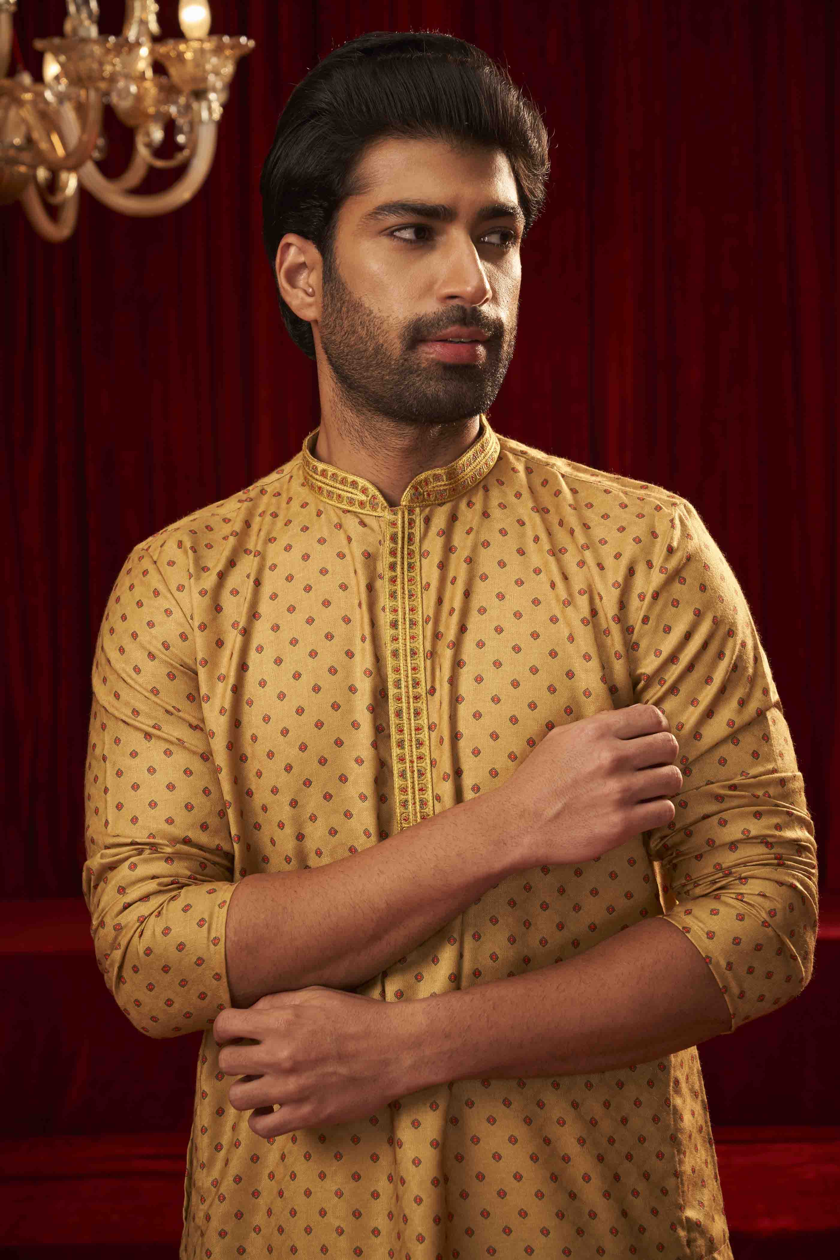 Yellow Motif Printed Kurta